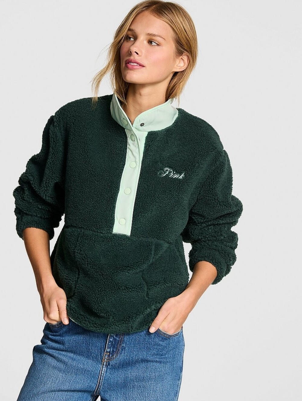 NWT Plush Teddy Front-Snap Pullover XS